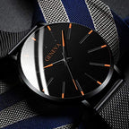 Admire | Heren Horloge Zwart Ultra-Dun Quartz - Stijlvol Zakelijk Polshorloge met Leren Band