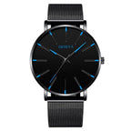 Admire | Heren Horloge Zwart Ultra-Dun Quartz - Stijlvol Zakelijk Polshorloge met Leren Band