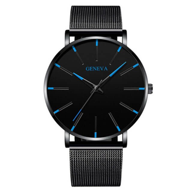 Admire | Heren Horloge Zwart Ultra-Dun Quartz - Stijlvol Zakelijk Polshorloge met Leren Band
