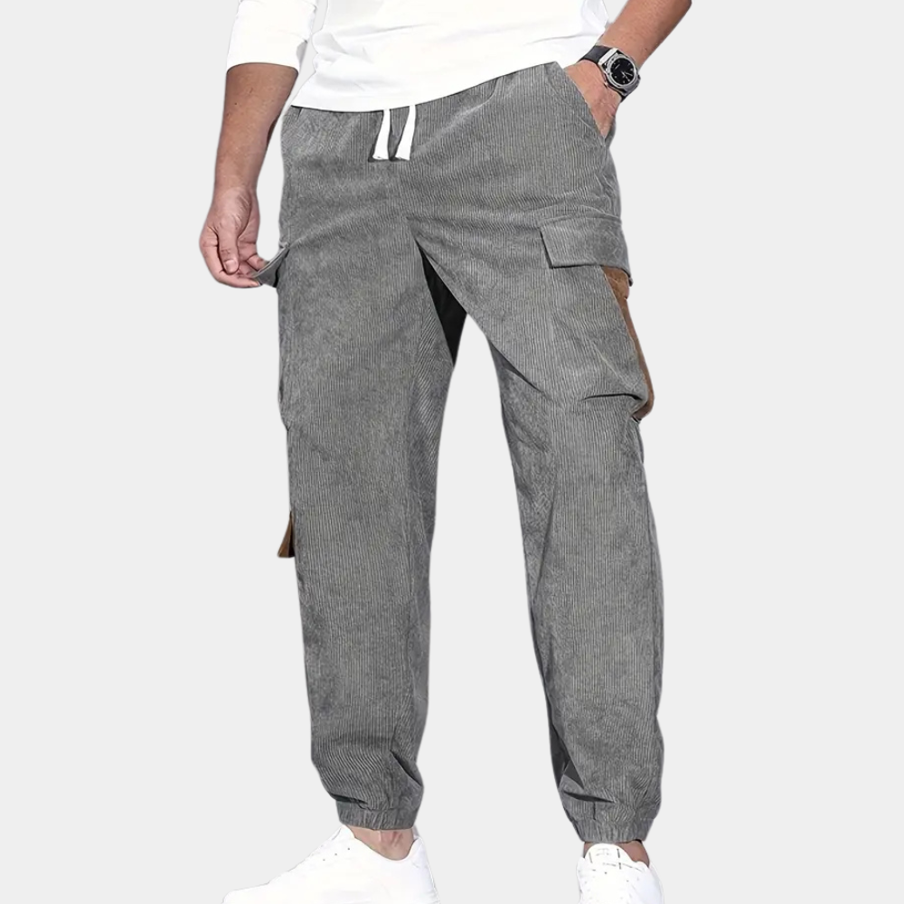Casual Baggy Cargo Broek voor Heren – Wijde Cargobroek met Zakken, Streetwear, 4 Kleuren, XS–2XL – Zane Grijs